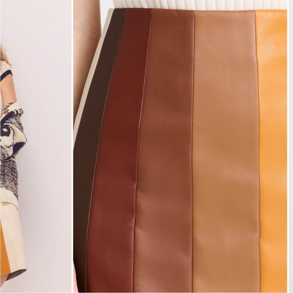 NWT MOTHER The Bits And Pieces Skirt Faux Leather Multicolored Size M 70s - Picture 4 of 16